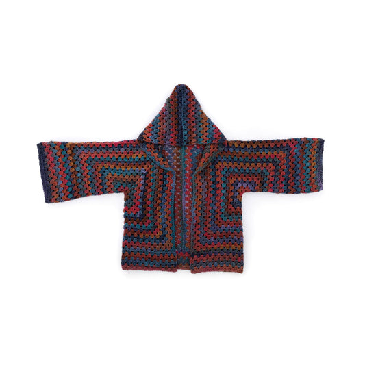 Caron Crochet Hooded Hexi Cardigan