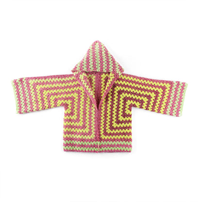 Caron Hexi Stripes Crochet Hooded Cardigan Caron Hexi Stripes Crochet Hooded Cardigan