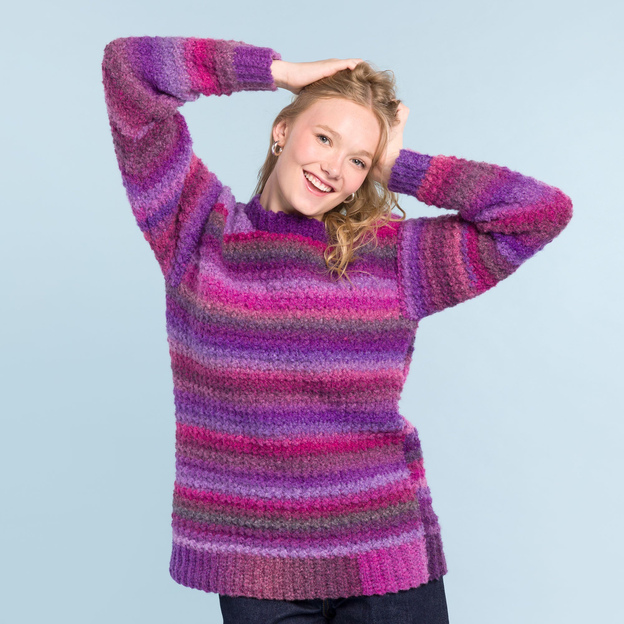 Free Easy Caron Hazy Days Crochet Pullover Pattern | Yarnspirations