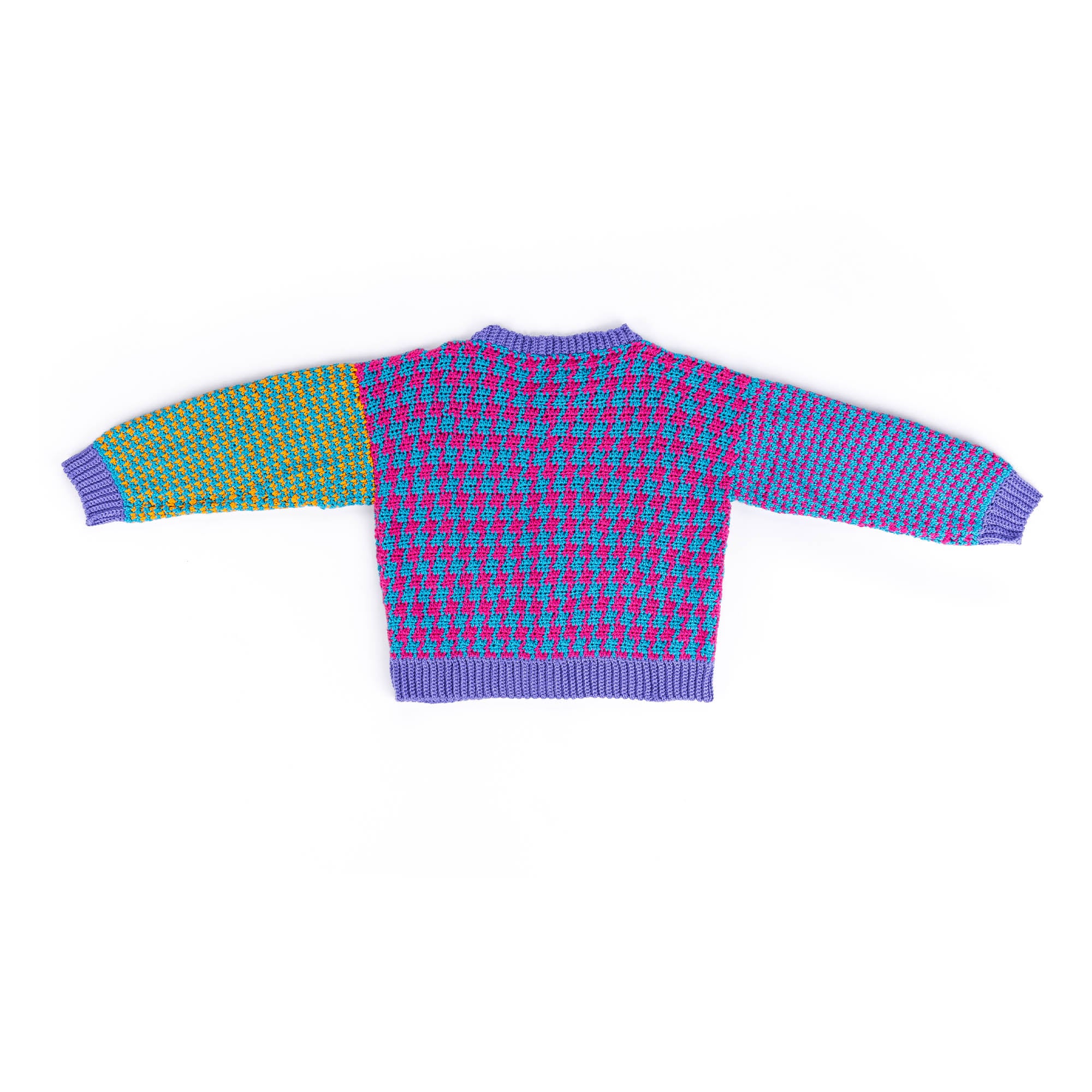 Free Caron Mixed Houndstooth Crochet Cardigan​ Pattern