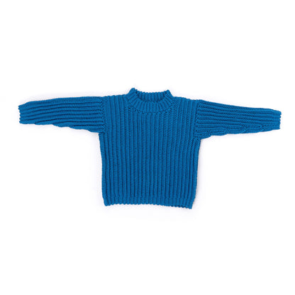 Caron Vertical Ridges Crochet Sweater Blue