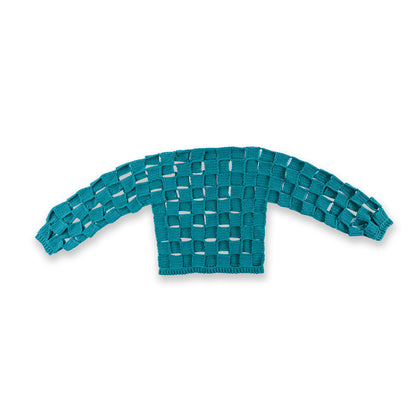 Caron Crochet Open Check Top Turquoise Sea