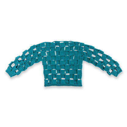 Caron Crochet Open Check Top Turquoise Sea