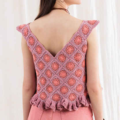 Caron Diagonal Motifs Crochet Tank Diagonal Motifs Crochet Tank made using Caron yarn in a styled lifestyle setting