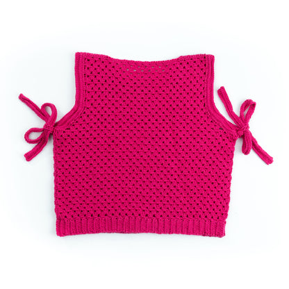 Caron Granny Stitch Crochet Side Tie Vest Shocking Pink