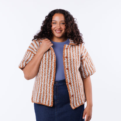 Caron Crochet Striped Cabana Shirt Caron Crochet Striped Cabana Shirt