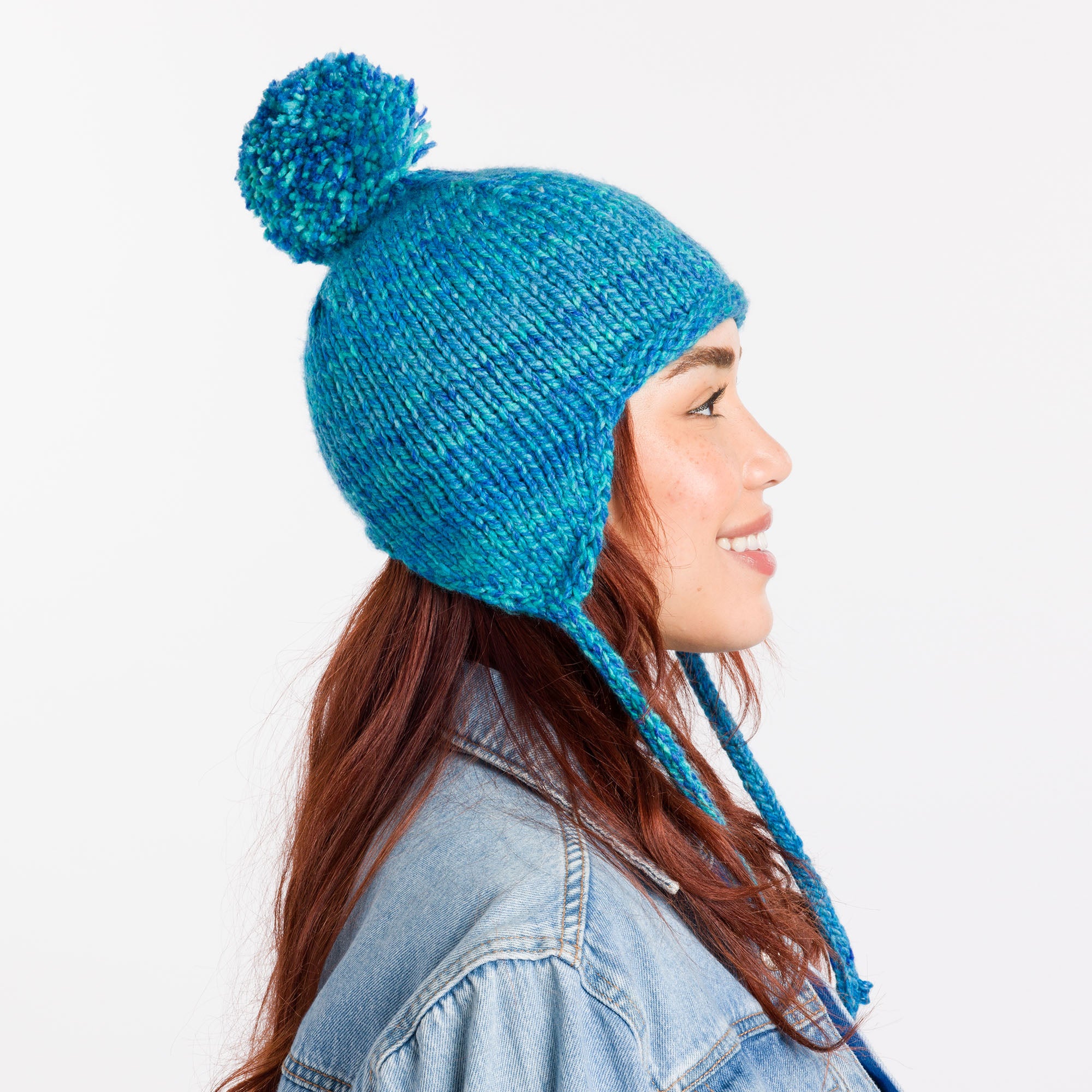 Free Easy Caron Knit Ear Flap Cozy Hat​ Pattern | Yarnspirations