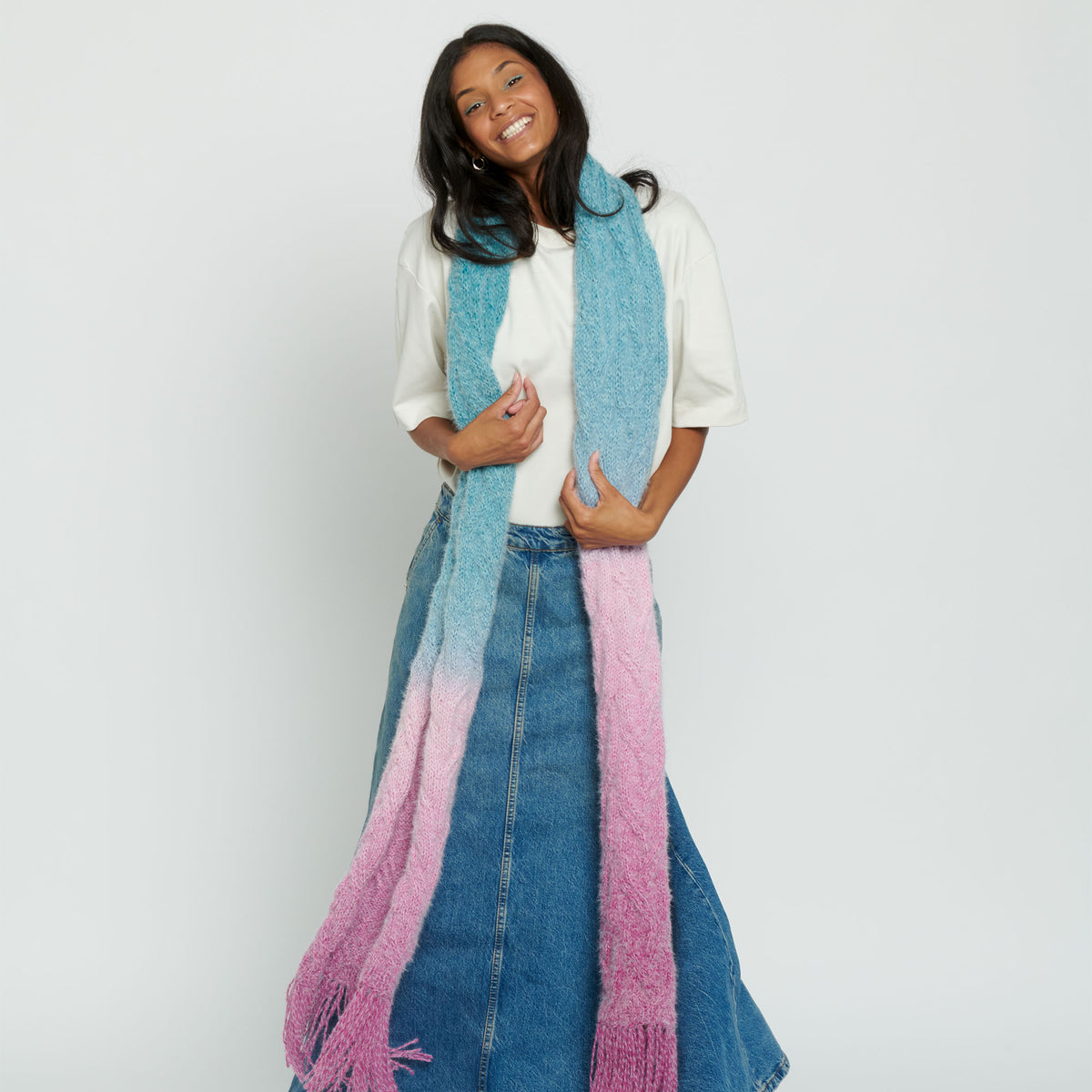 Knit Scarf made in Caron Colorama Halo Perfect Phasing Yarn