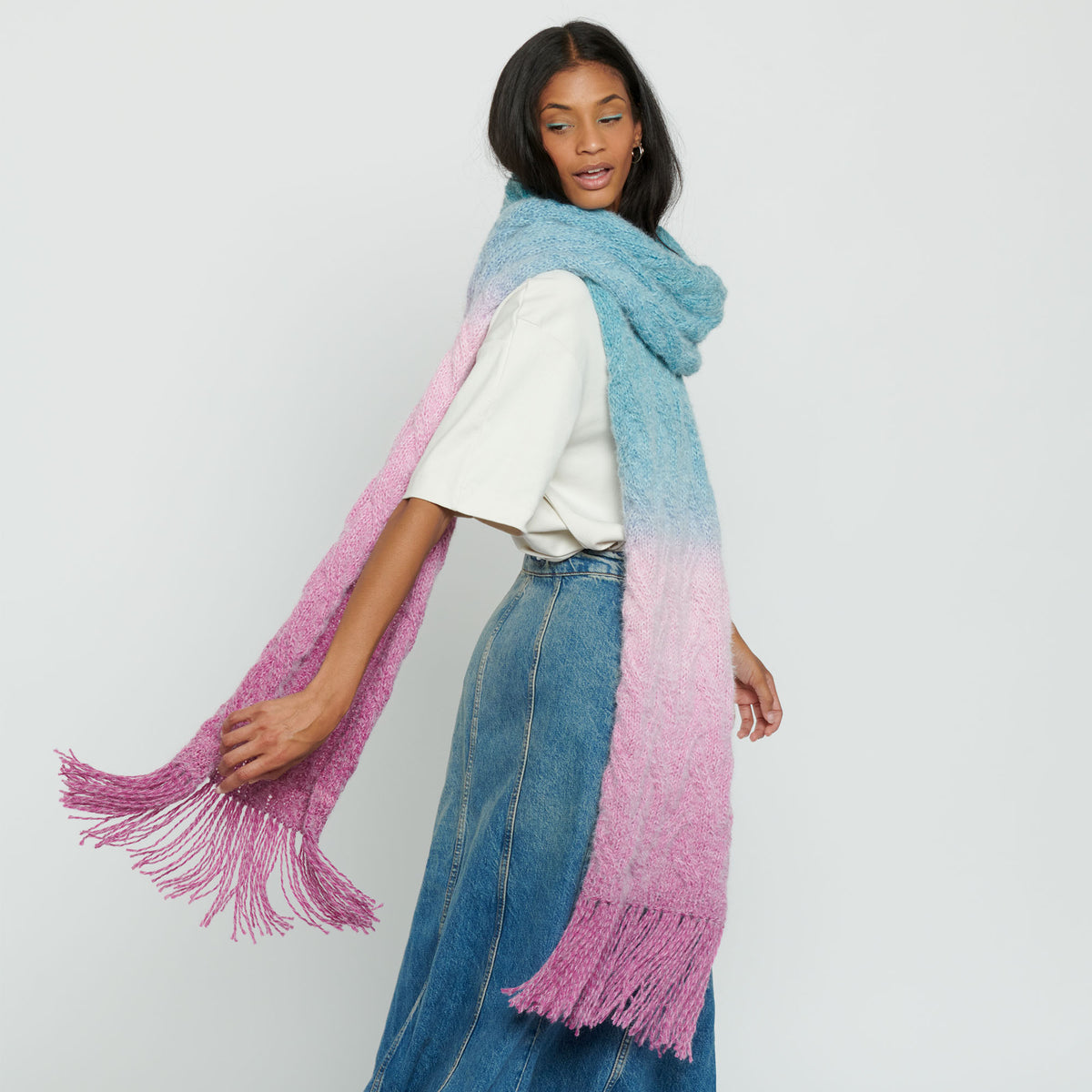 Knit Scarf made in Caron Colorama Halo Perfect Phasing Yarn