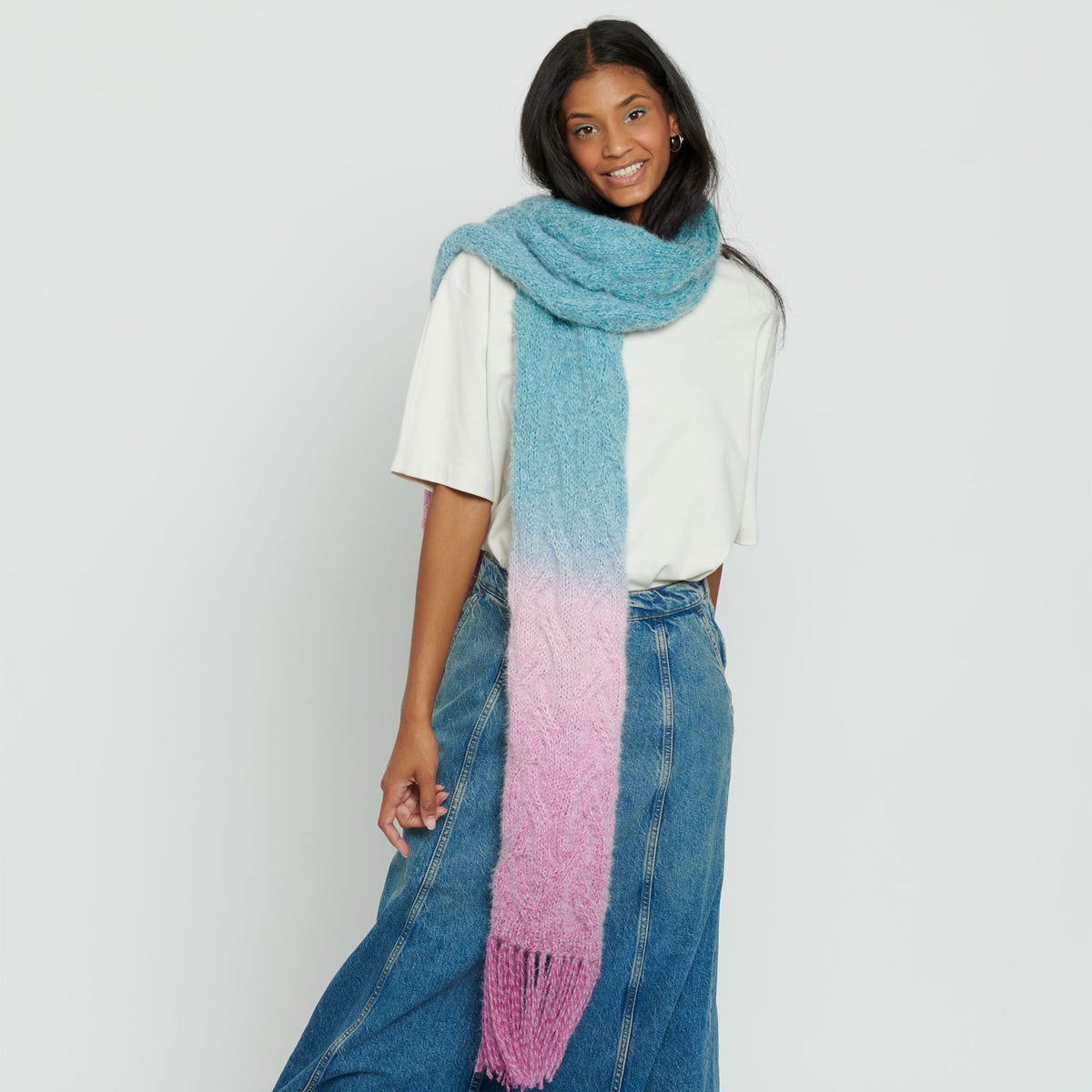 Knit Scarf made in Caron Colorama Halo Perfect Phasing Yarn