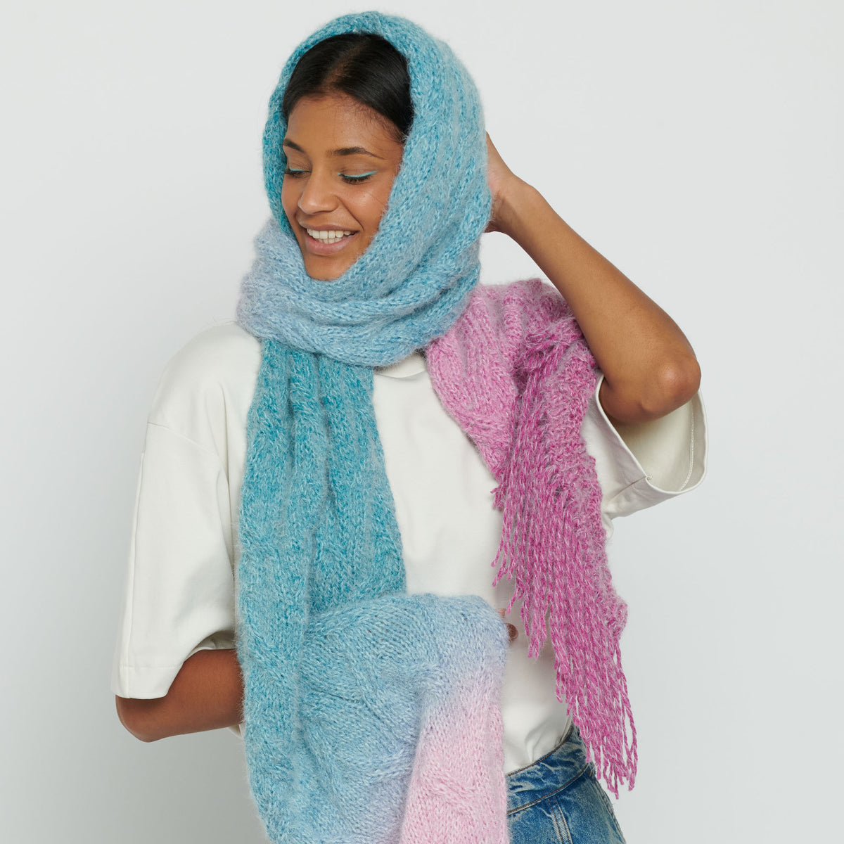 Knit Scarf made in Caron Colorama Halo Perfect Phasing Yarn