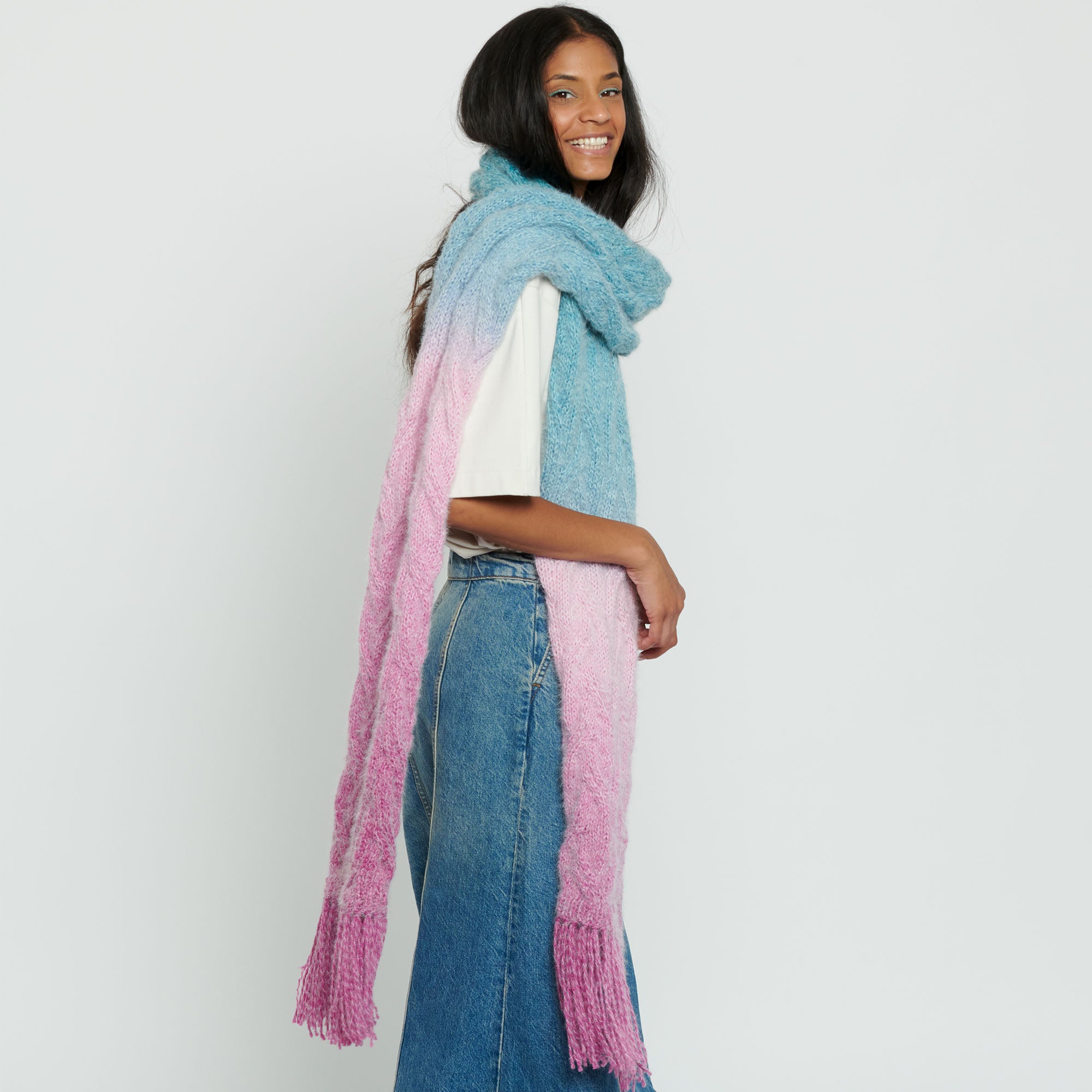 小物 simply complicated COTTON KNIT SCARF Free Caron Tuck Cables Big Scarf Knitting Pattern | Yarnspirations