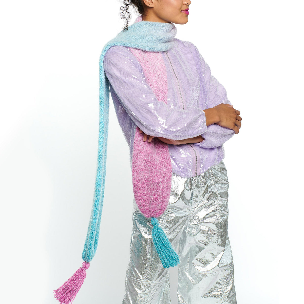 Knit Scarf made in Caron Colorama Halo Perfect Phasing Yarn