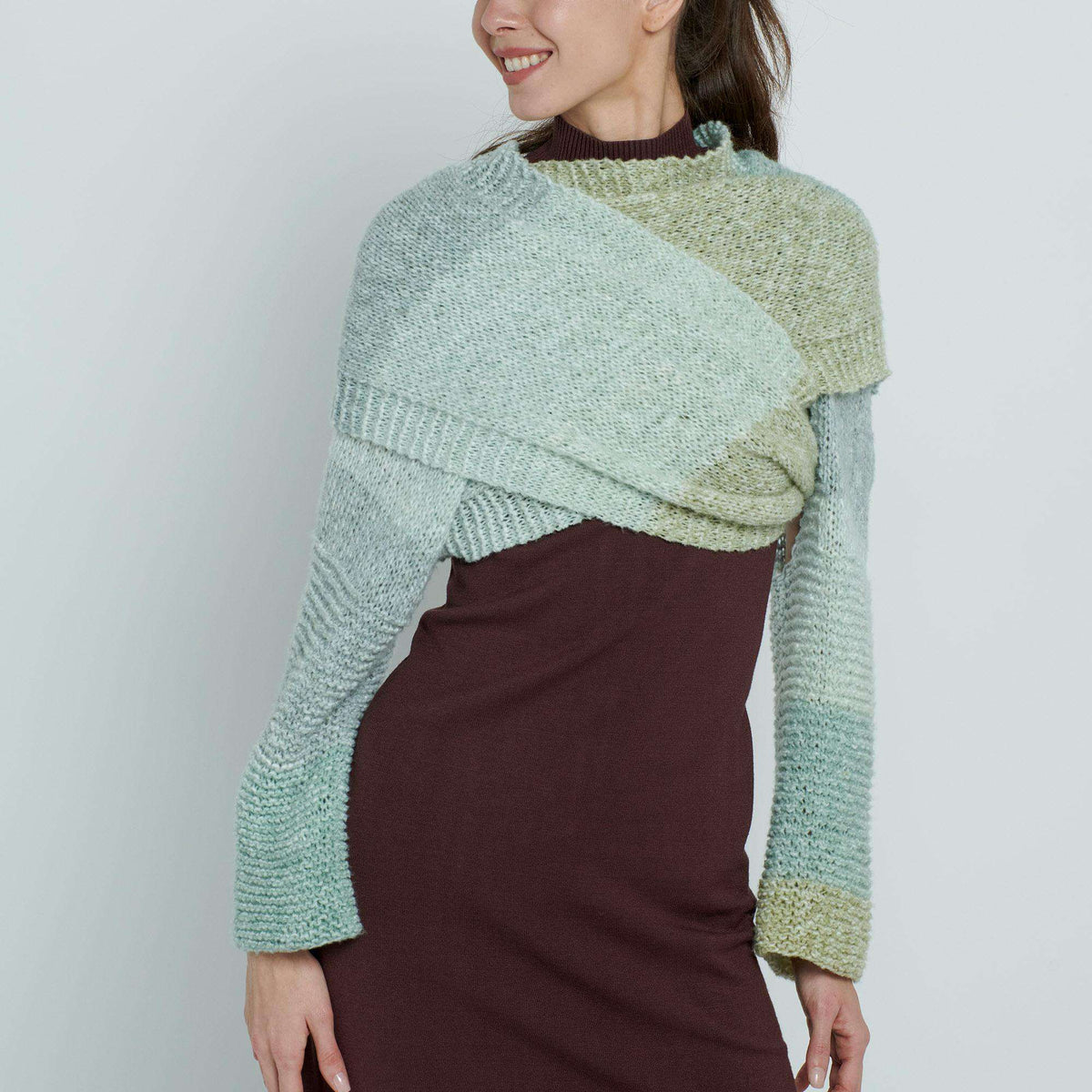 Knit Wrap made in Caron Cloud Cakes Yarn