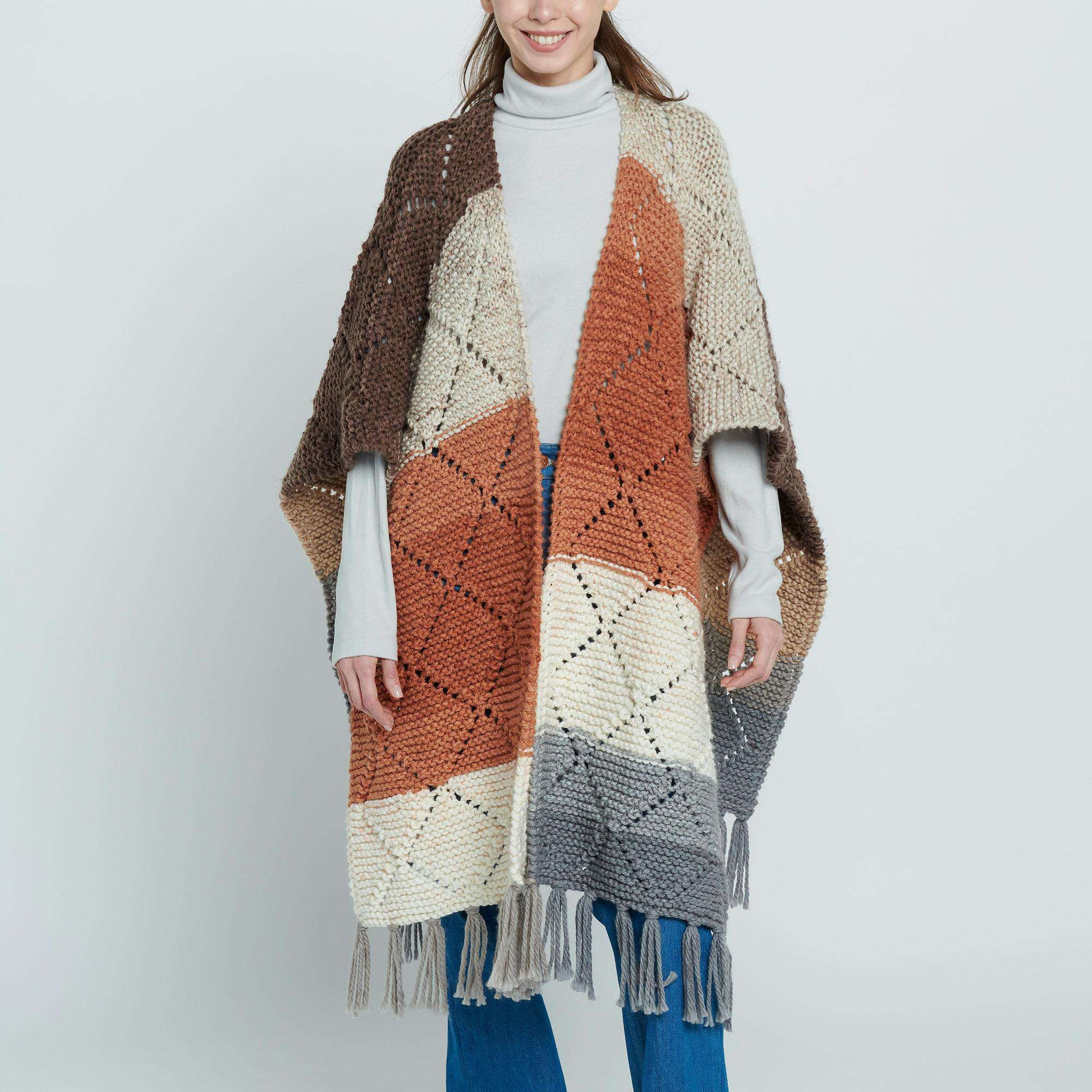 Free Easy Caron Diamond Ruana Knitting Pattern | Yarnspirations