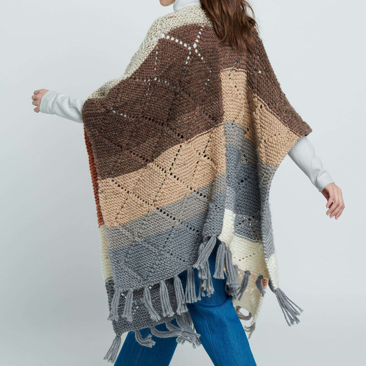 Knit Ruana made in Caron Anniversary Cakes Yarn