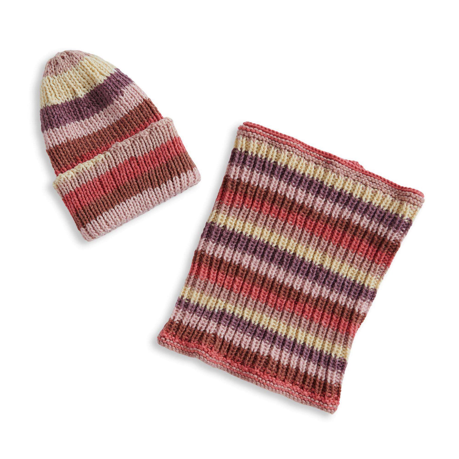Free Caron Knit Hat & Cowl Knit Set Pattern