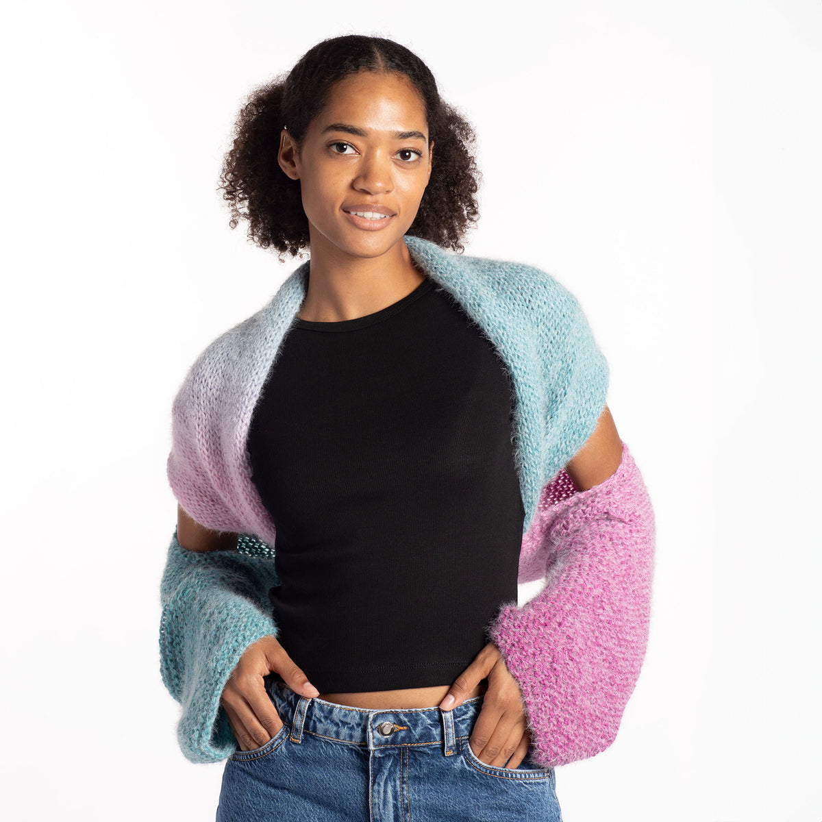 Knit Wrap made in Caron Colorama Halo Perfect Phasing Yarn