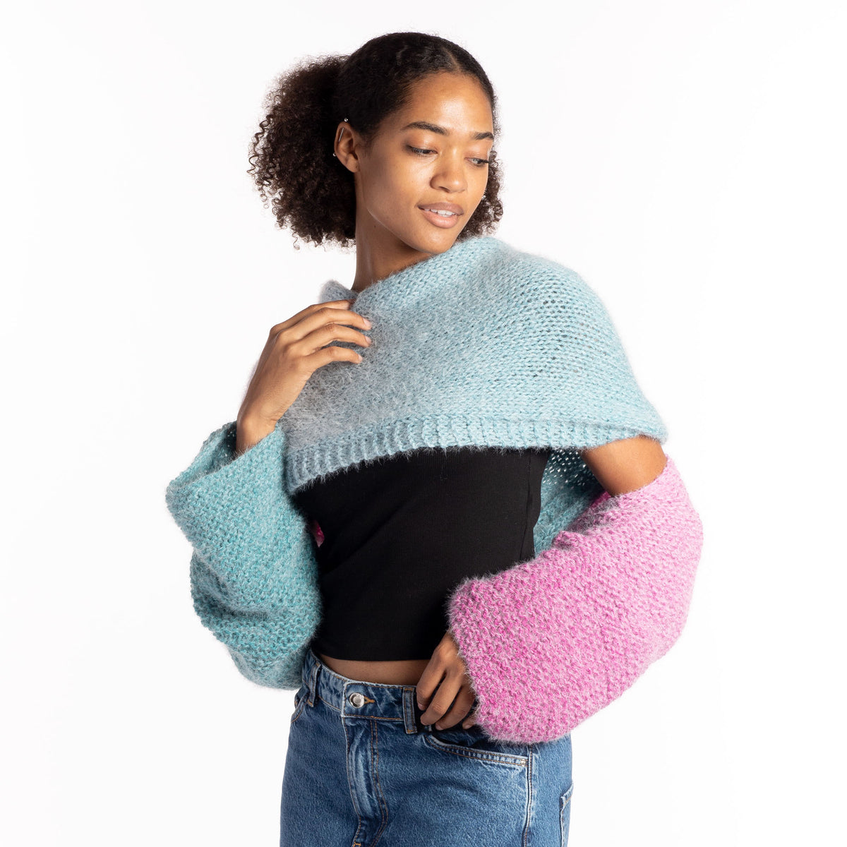 Knit Wrap made in Caron Colorama Halo Perfect Phasing Yarn