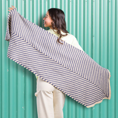 Caron Stripy Linen Stitch Knit Wrap Knit Wrap made in Caron Yarn