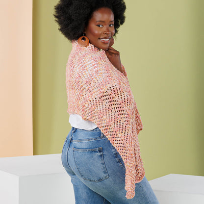 Caron Open Chevron Knit Shawl Sunset