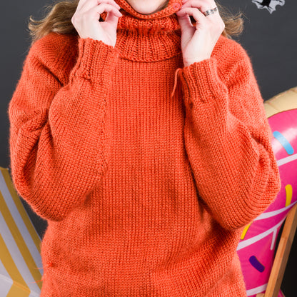 Caron Adult Knit Turtle Neck Pullover Pumpkin
