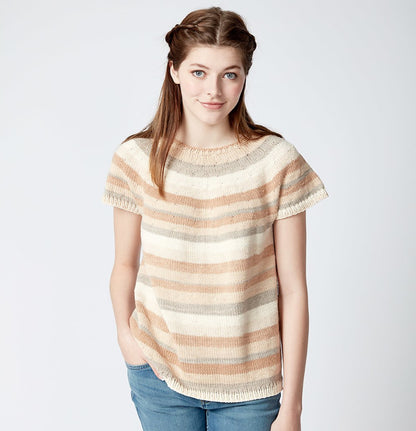 Caron Top Down Knit Pullover Top Caron Top Down Knit Pullover Top