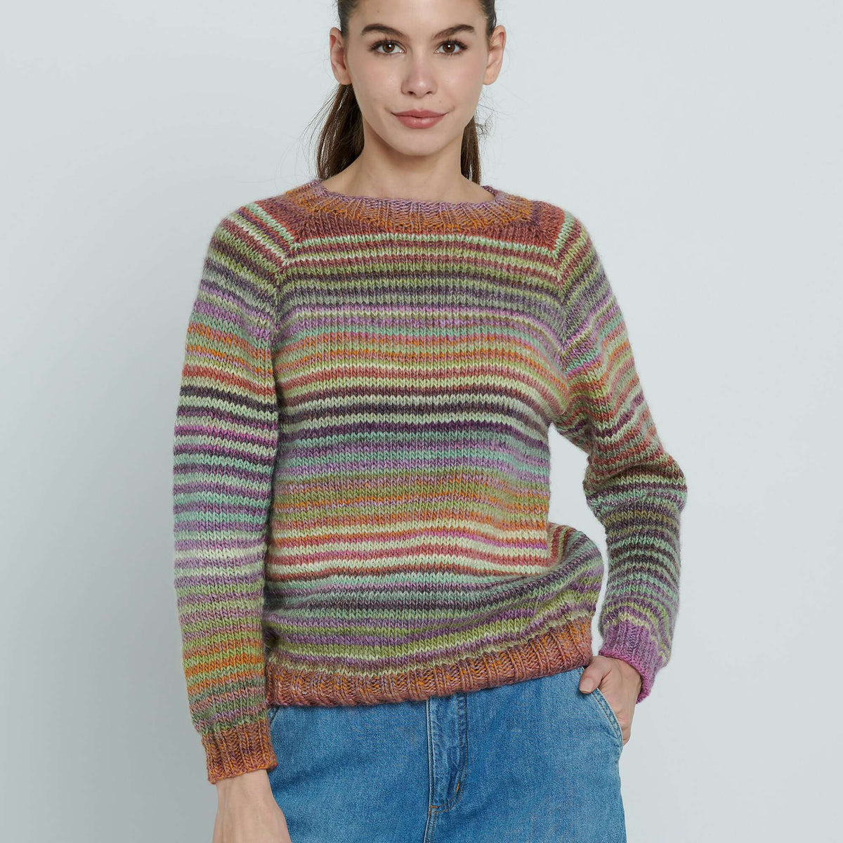 Knit Sweater made in Caron Macchiato Cake Yarn