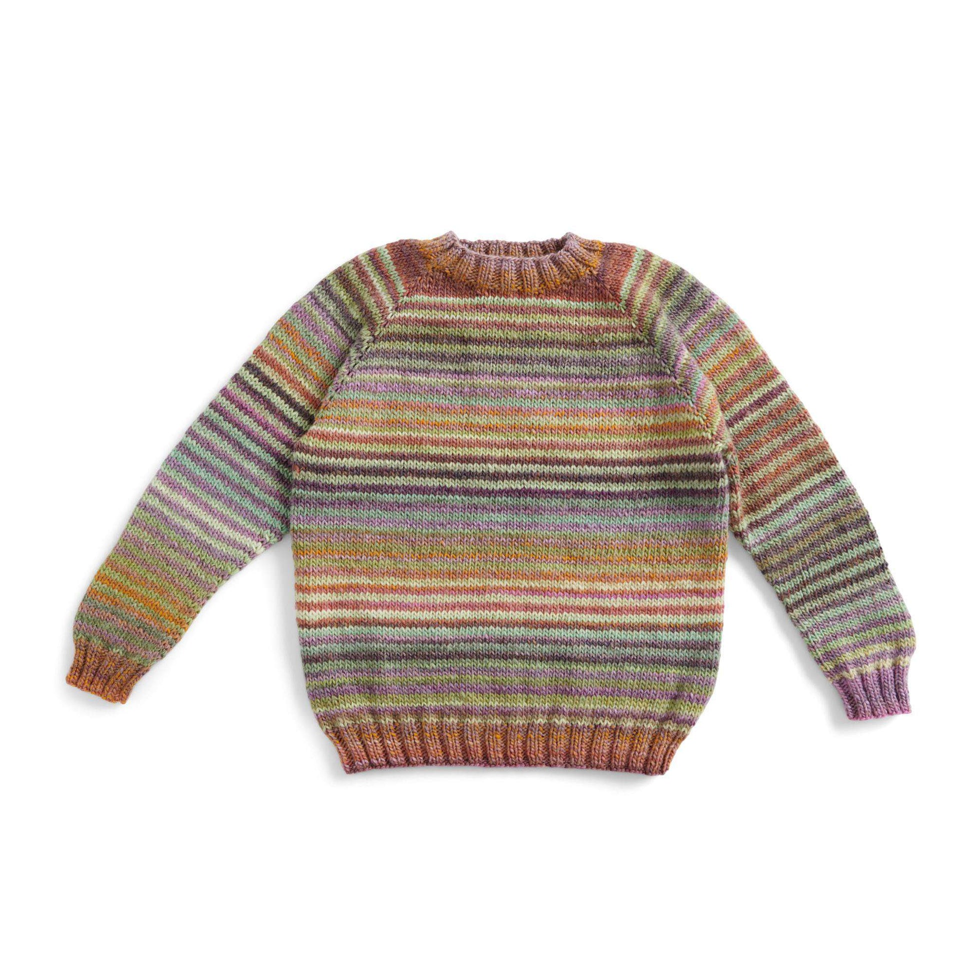 Free Caron Knit Striped Top Down Sweater Pattern