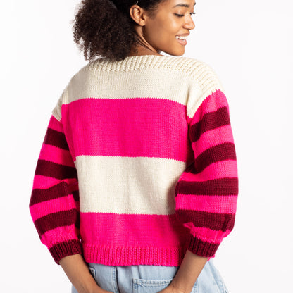 Caron Striped Harmony Beginner Knit Sweater Knit Sweater made in Caron Simply Soft Yarn