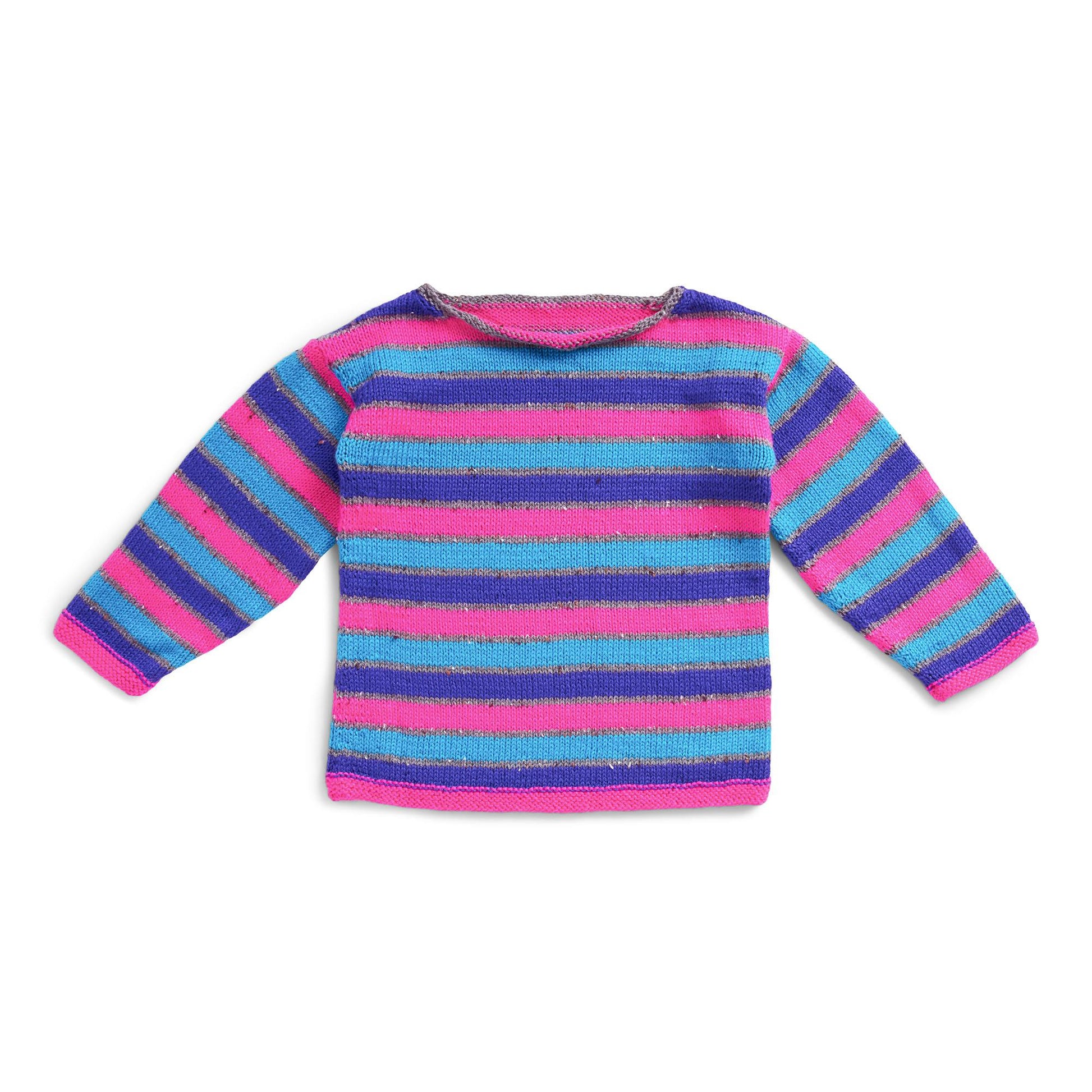 Free Caron Bold Stripes Boatneck Pullover Knit Pattern