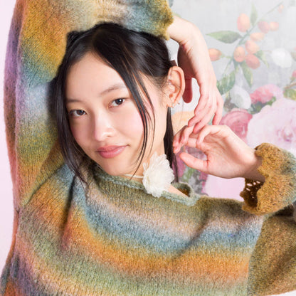 Caron Lace Hemmed Knit Pullover Caron Lace Hemmed Knit Pullover