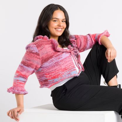 Caron Knit Ruffle Tie-Front Cardigan Caron Knit Ruffle Tie-Front Cardigan