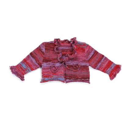 Caron Knit Ruffle Tie-Front Cardigan Caron Knit Ruffle Tie-Front Cardigan