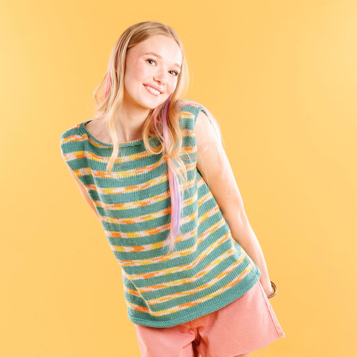 Knit Tank made in Caron Colorama Bamboo Blend Yarn