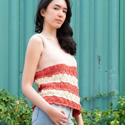 Caron Color Block Knit Tank Knit Tank made in Caron Colorama Bamboo Blend Yarn