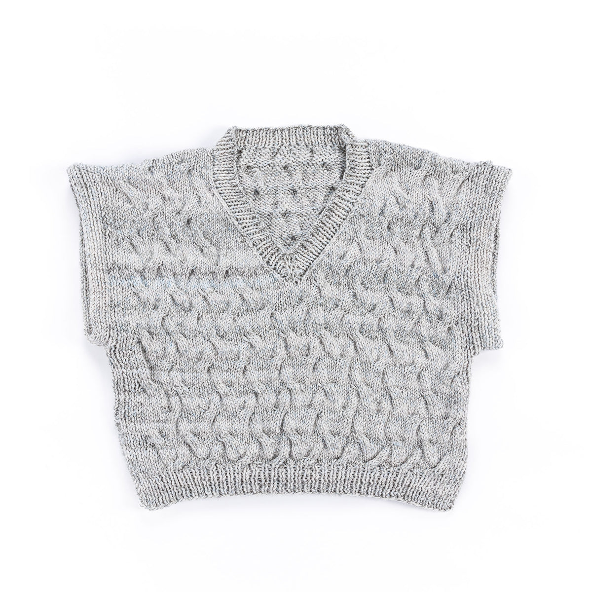 Free Intermediate Caron Shadow Cables Knit V-Neck Vest Pattern 