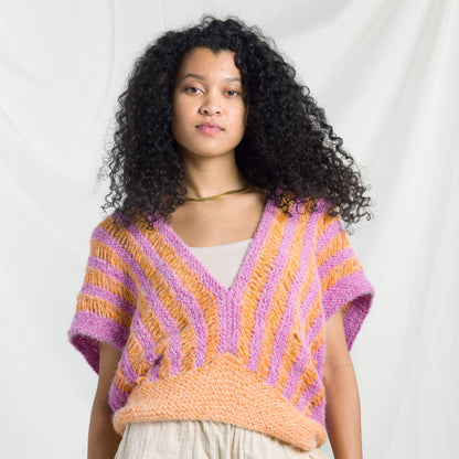 Caron Halo Drop It Like It's Hot Knit Top Knit Top made in Caron Colorama Halo Perfect Phasing Yarn