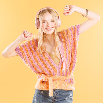 Caron Halo Drop It Like It's Hot Knit Top Knit Top made in Caron Colorama Halo Perfect Phasing Yarn