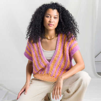 Caron Halo Drop It Like It's Hot Knit Top Knit Top made in Caron Colorama Halo Perfect Phasing Yarn