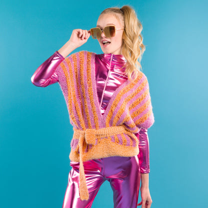 Caron Halo Drop It Like It's Hot Knit Top Knit Top made in Caron Colorama Halo Perfect Phasing Yarn