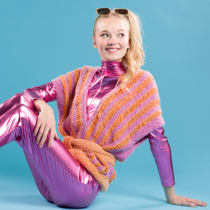 Caron Halo Drop It Like It's Hot Knit Top Knit Top made in Caron Colorama Halo Perfect Phasing Yarn