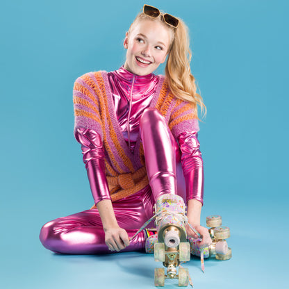 Caron Halo Drop It Like It's Hot Knit Top Knit Top made in Caron Colorama Halo Perfect Phasing Yarn