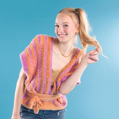 Caron Halo Drop It Like It's Hot Knit Top Knit Top made in Caron Colorama Halo Perfect Phasing Yarn