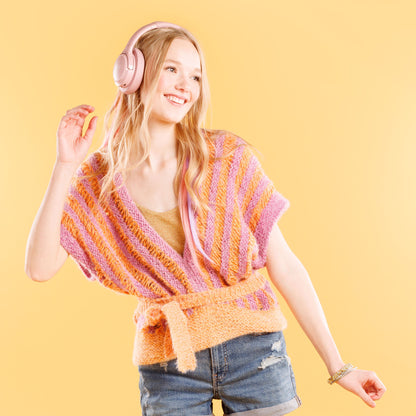 Caron Halo Drop It Like It's Hot Knit Top Knit Top made in Caron Colorama Halo Perfect Phasing Yarn