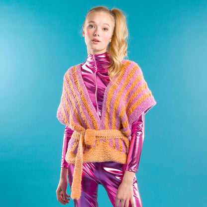 Caron Halo Drop It Like It's Hot Knit Top Knit Top made in Caron Colorama Halo Perfect Phasing Yarn