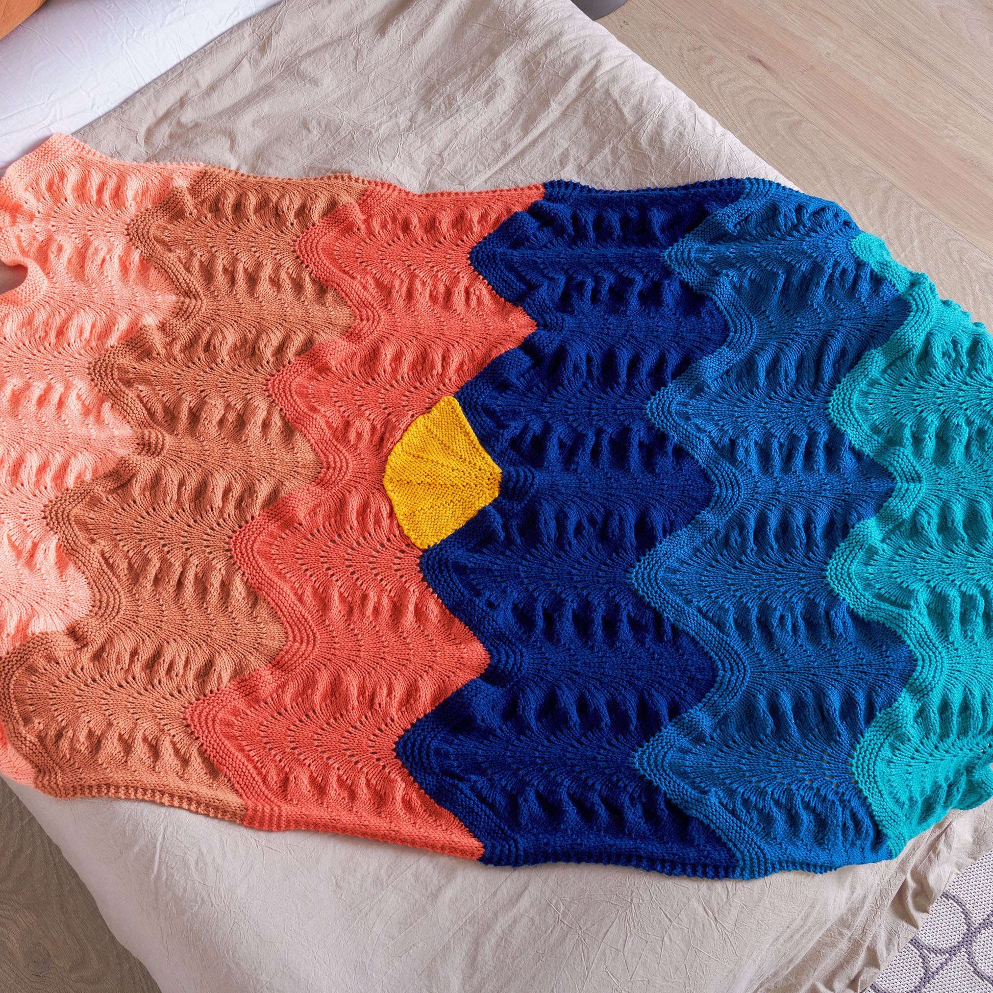 Caron Sunset Knit Blanket Knit  made in Caron One Pound  yarn