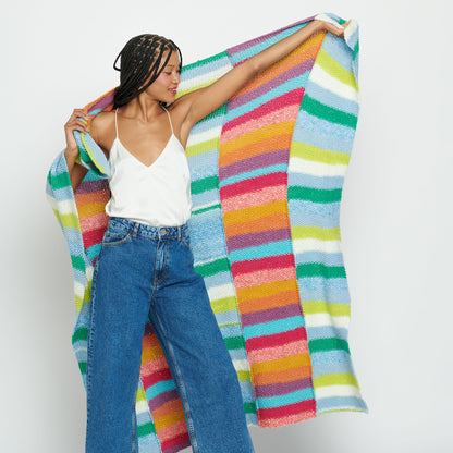 Caron Knit Beach Party Blanket Knit Blanket made in Caron Cinnamon Swirl Cakes Yarn