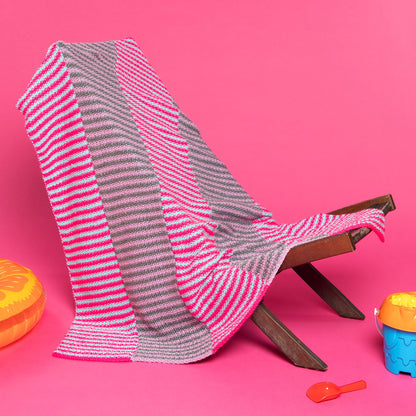 Caron Bright Knit Beach Blanket Knit Blanket made in Caron Simply Soft Yarn