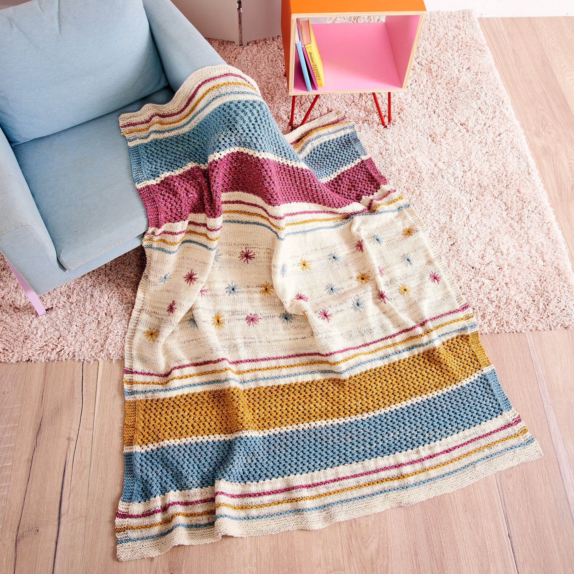 Free Caron Knit Spring Inspiration Blanket Pattern